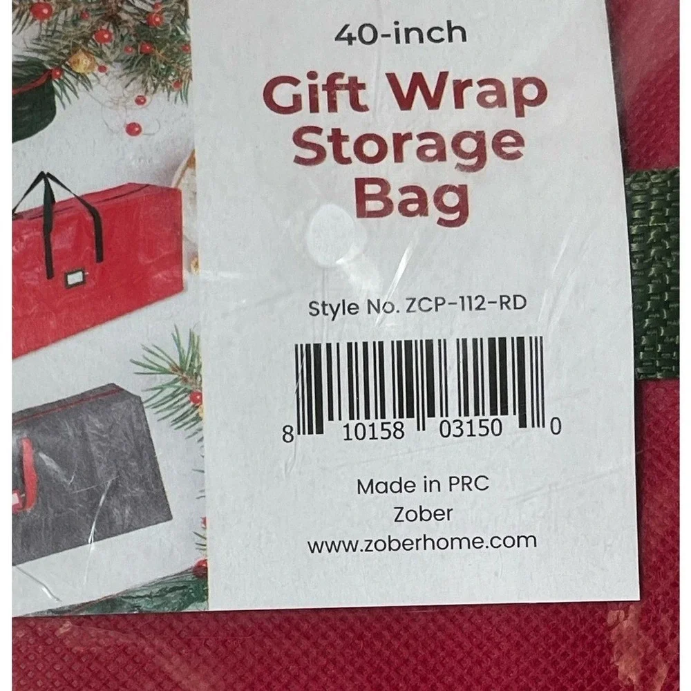 Gift Wrap Roll Red Storage Bags Set Of 2 Zipper Closure Protective Festive